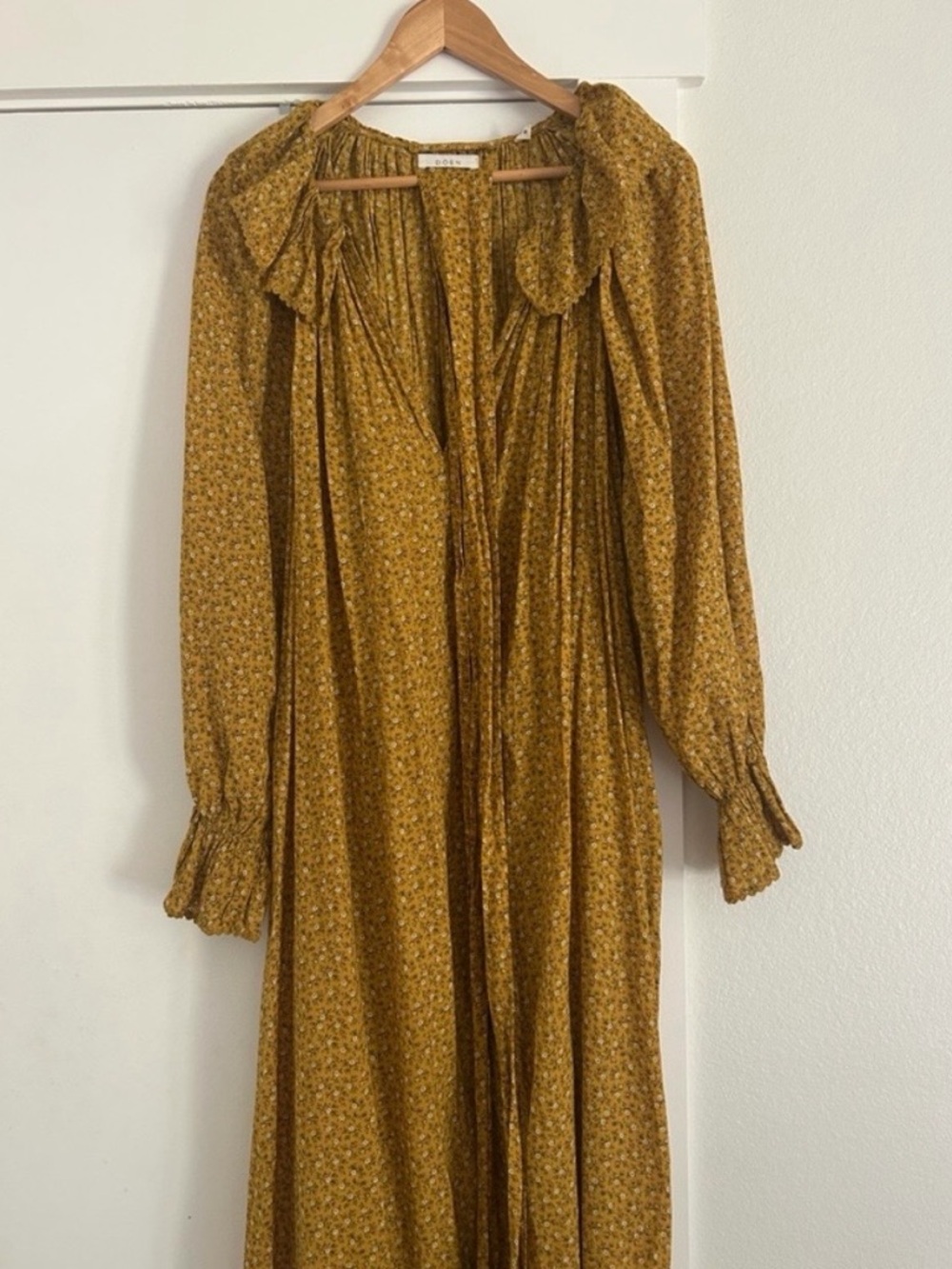 Doen Rory Mustard Floral Ruffled Maxi Dress XS